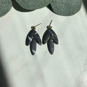 Black and White Leaf Earrings
